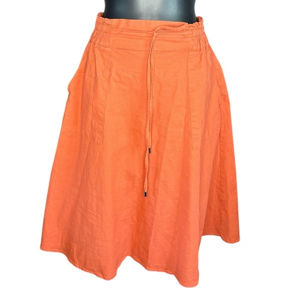 KANCY KOLE Womens A-Line Midi Skirt Back Elastic Waist Drawstring
Orange Small - Picture 6 of 9